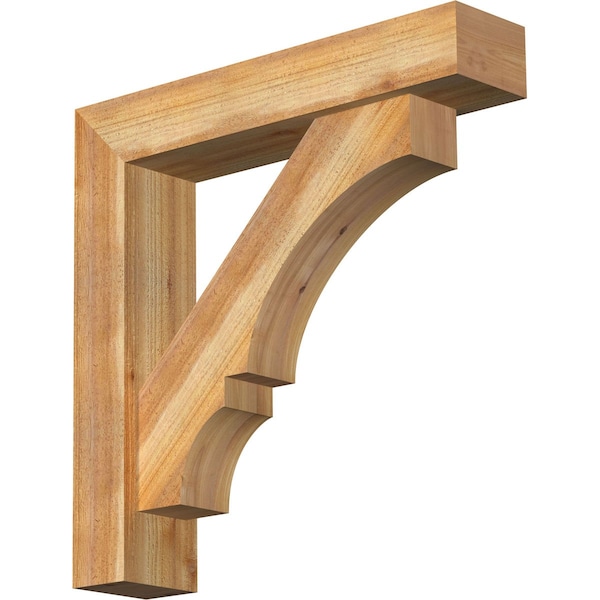 Ekena Millwork Balboa Block Rough Sawn Bracket w/ Offset Brace, Western Red Cedar, 6"W x 28"D x 28"H BKT0604X28X28BOA05RWR - main